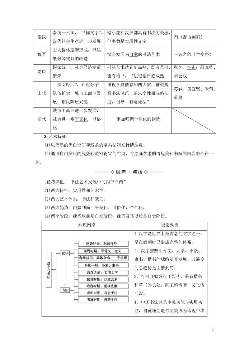 2017_2018学年高中历史第2单元中国古代文艺长廊第7课汉字与书法学案岳麓版必修32017072.doc_第2页