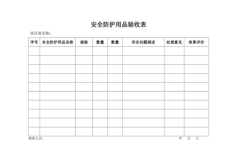 安全防护用品验收、发放记录.doc_第1页