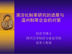 清洁化制革研究的进展与温州制革企业的对策.ppt