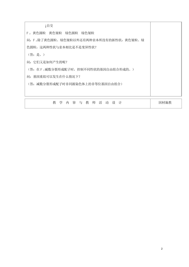 广东省肇庆市高中生物第五章基因突变及其他变异5.1基因突变基因重组教案新人教版必修220170810149.wps_第2页