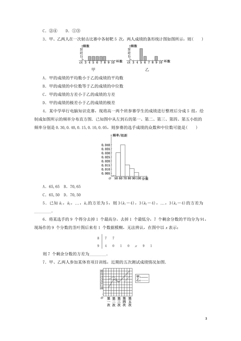 2017年高中数学课下能力提升十三用样本的数字特征估计总体的数字特征新人教A版必修320170925.wps_第3页