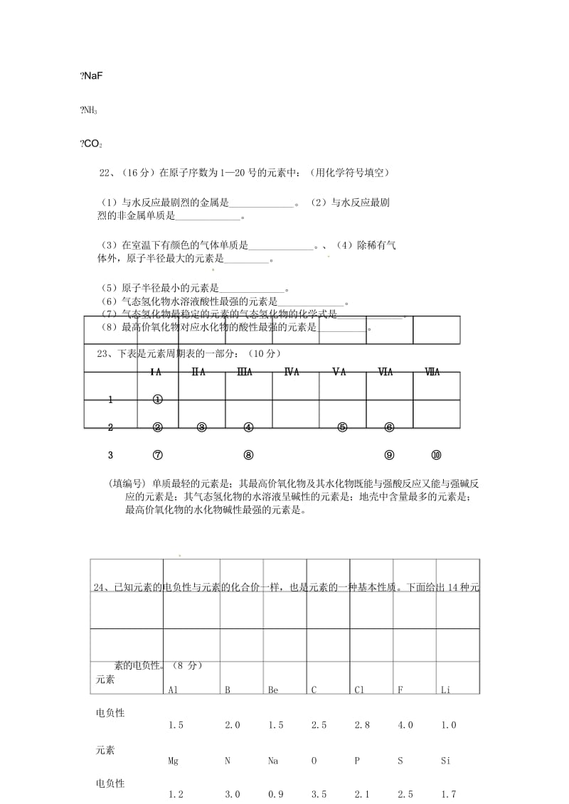 湖南省浏阳市2016_2017学年高一化学下学期第一次阶段性测试试题无答案201708080355.wps_第3页