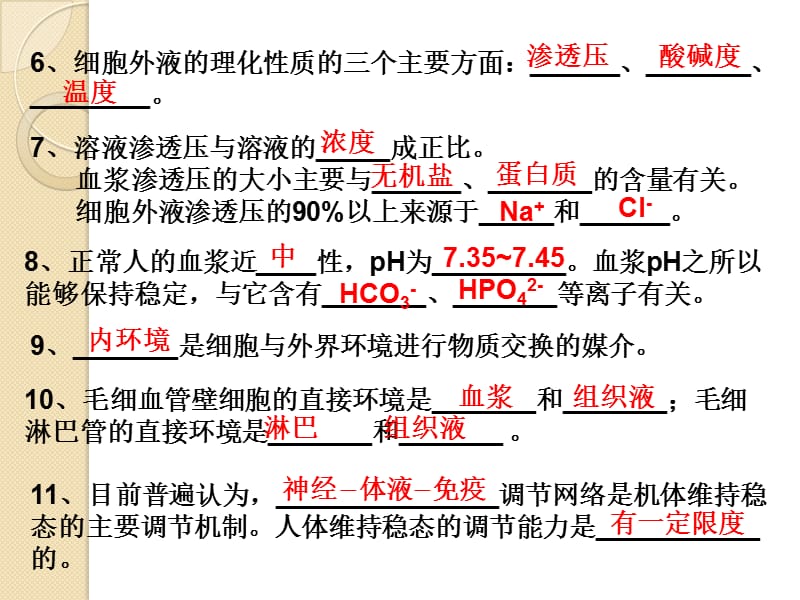 生物必修3精要知识点列单--稳态与环境(附答案).ppt_第2页