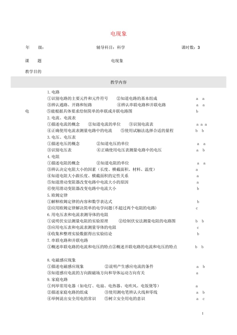 浙江省中考科学物理部分复习讲义专题8电现象20170718351.wps_第1页