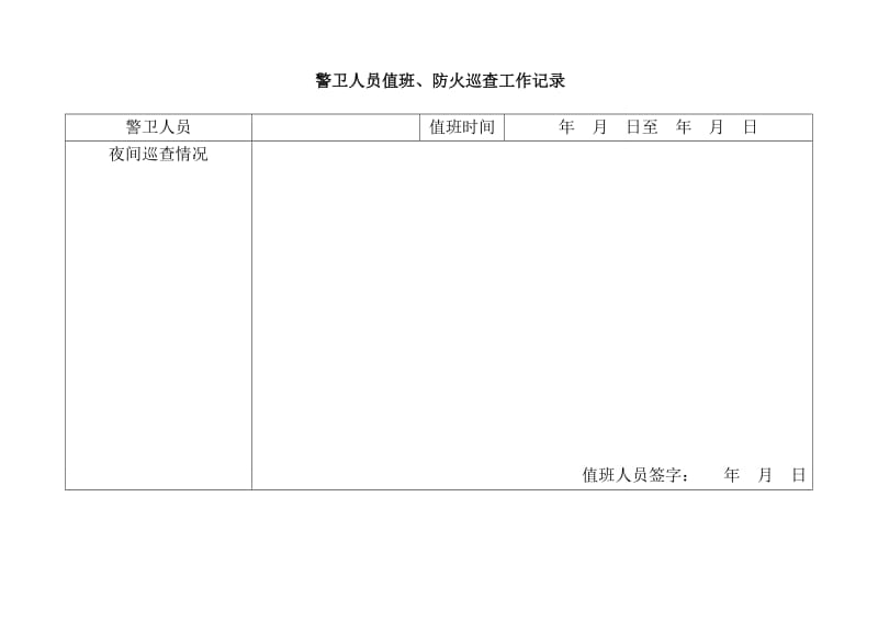 警卫人员值班、防火巡查记录.doc_第1页