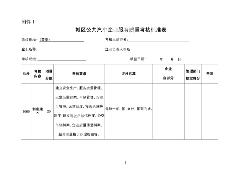 城区公共汽车企业服务质量考核标准表.doc_第1页