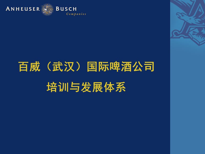 百威国际啤酒公司人力资源《培训与发展体系》.pps_第1页