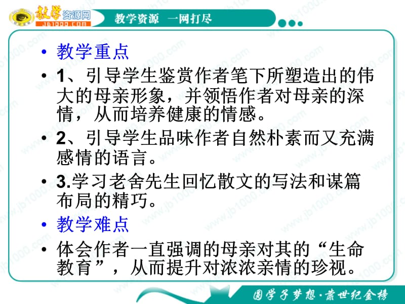 语文：1.1《我的母亲》课件(粤教版必修2).ppt_第2页