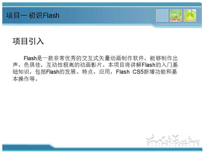 Flash动画设计项目教程(项目一初识Flash).ppt_第2页