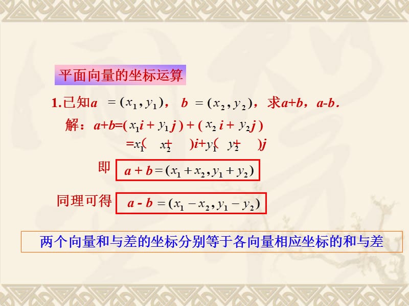 【数学】2.4.2平面向量线性运算的坐标表示课件(北师大必修4).ppt_第3页