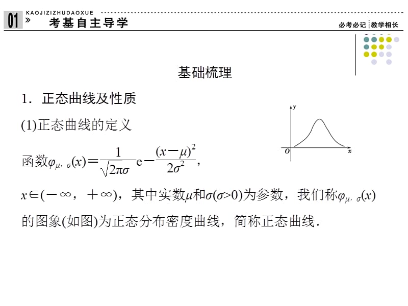 2013高考数学(理)一轮复习课件(考基自主导学考向探究导析考题专项突破)：正态分布.ppt_第3页