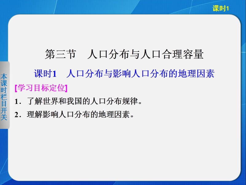 2013-2014高中地理1.3.1人口分布与影响人口分布的地理因素课件(鲁教版必修2).ppt_第1页