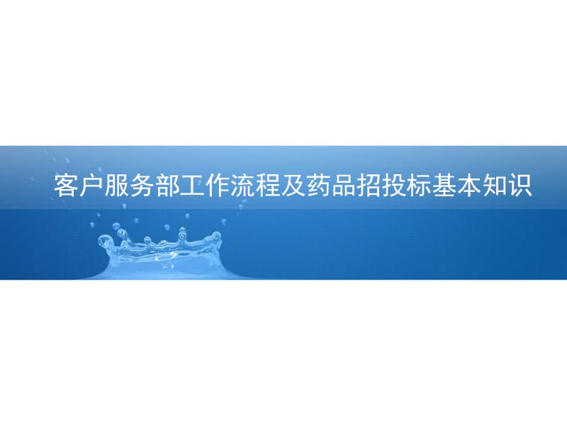 药品招投标基本知识及客户服务部工作流程.ppt_第1页