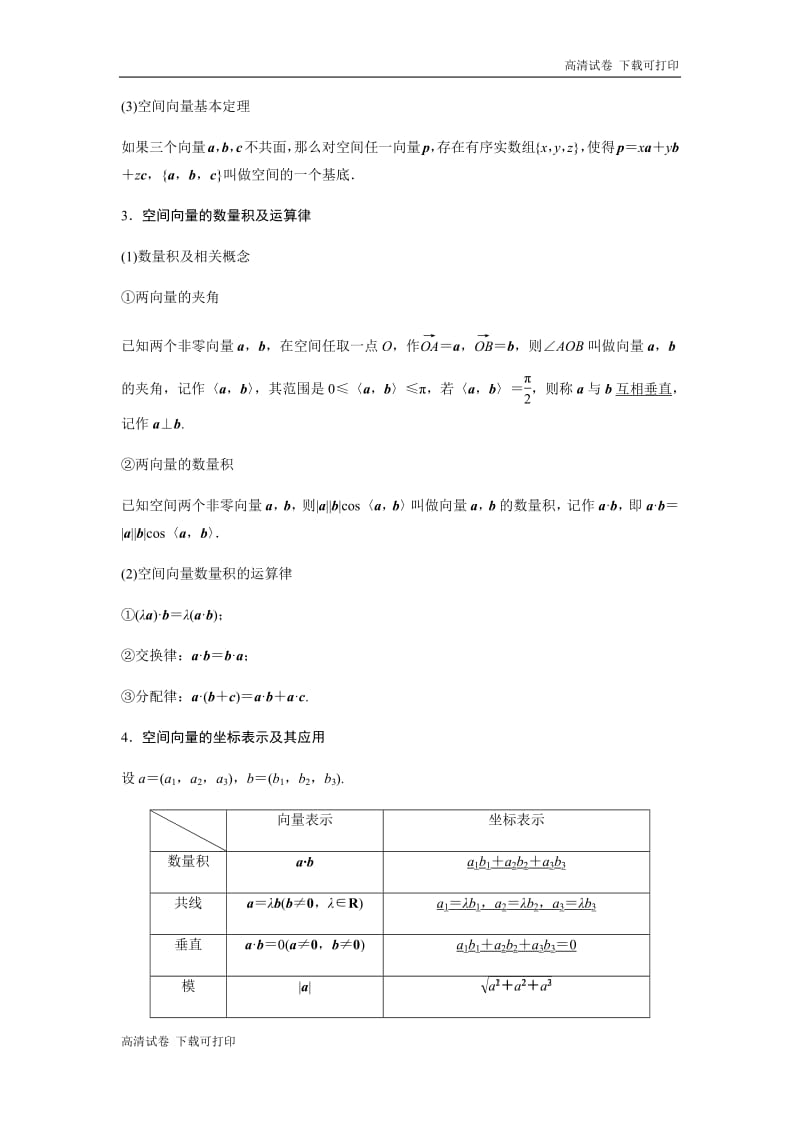 2020版高考数学新增分大一轮新高考（鲁京津琼）专用讲义：第八章 8.5 空间向量及其运算 Word版含解析.pdf_第2页