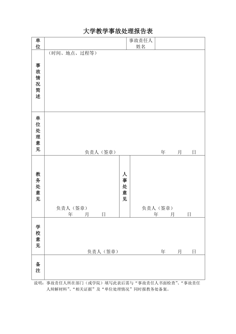 大学教学事故处理报告表.doc_第1页