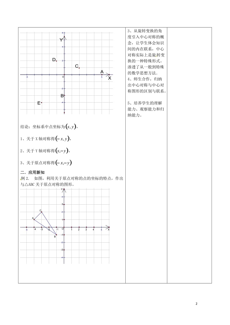 广东诗莞市寮步镇泉塘村九年级数学上册第23章旋转23.2.3关于原点对称的点的坐标教案新版新人教版2.doc_第2页