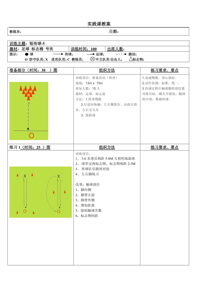 体育足球课实践课教案.doc_第1页