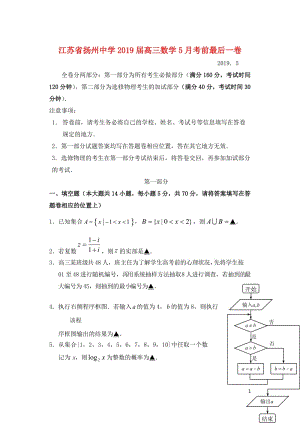 江苏省扬州中学2019届高三数学5月考前最后一卷201906040126.doc