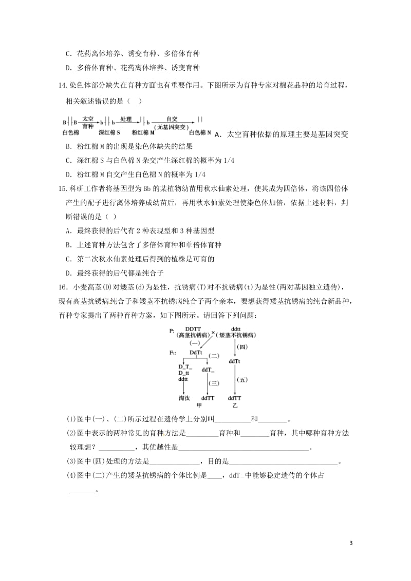 河北省邢台市高中生物第六章从杂交育种到基因工程6.1杂交育种与诱变育种课时训练新人教版必修22017.doc_第3页