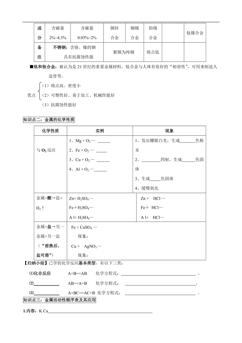 人教版初中化学导学案：8.4_金属和金属材料_单元复习.doc_第2页