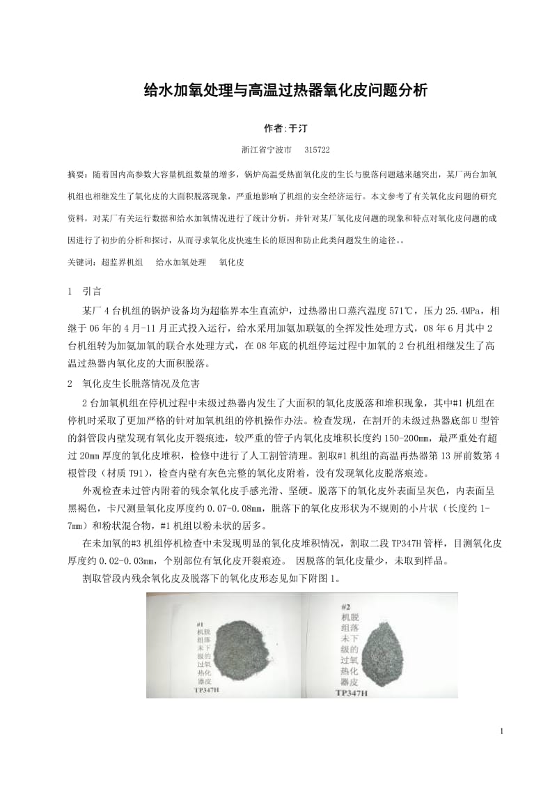 给水加氧与高温过热器氧化皮问题分析.doc_第1页