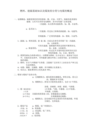 燃料、能源基础知识及煤炭的分类与电煤的概述.doc