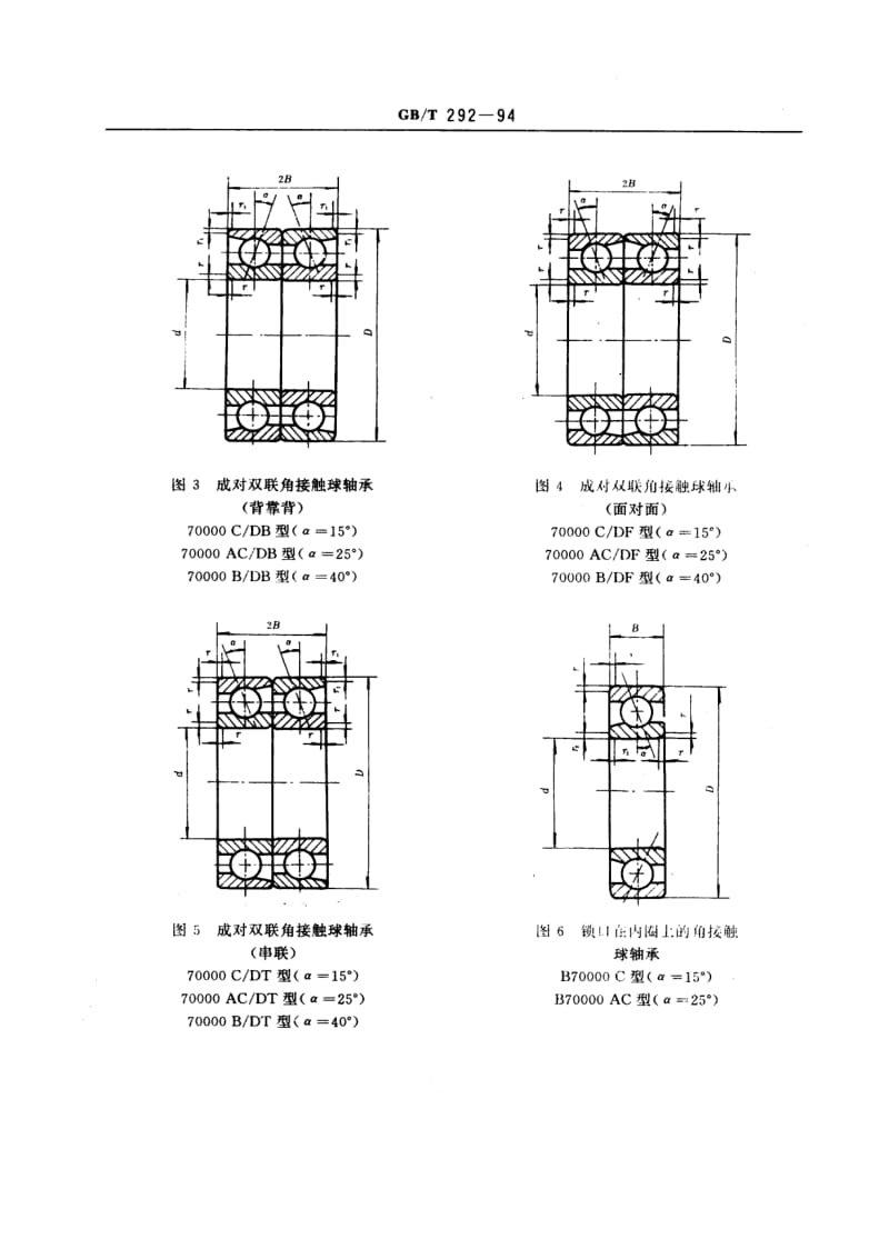 滚动轴承标准 角接触球轴承 外形尺寸 三点和四点接触球轴承 外形尺寸.pdf_第2页