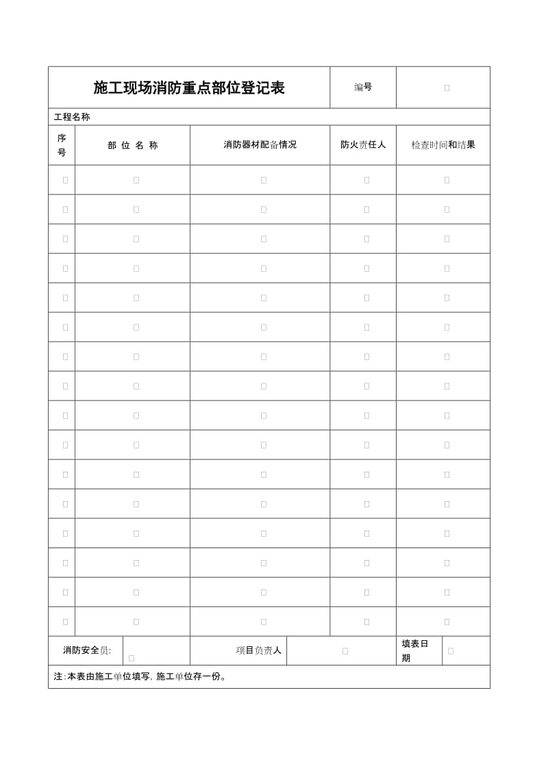 施工现场消防重点部位登记表.doc_第1页