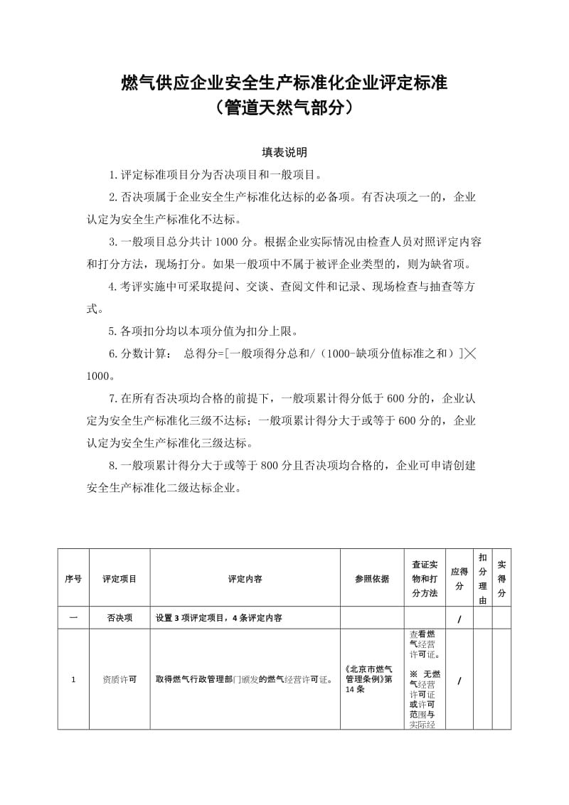 燃气供应企业安全生产标准化企业评定标准（管道天然气部分）(参考范本).doc_第1页