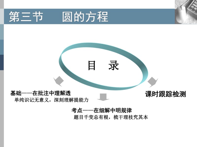 2020版高考理科数学（人教版）一轮复习课件：第九章 第三节 圆的方程 .pdf_第1页