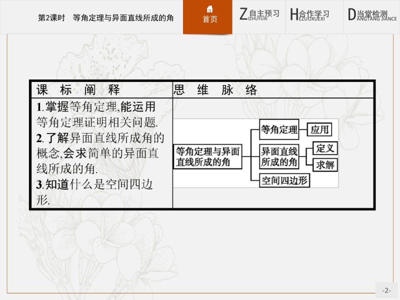 2019-2020学年高中数学北师大版必修2课件：1.4.2 等角定理与异面直线所成的角 .pdf_第2页