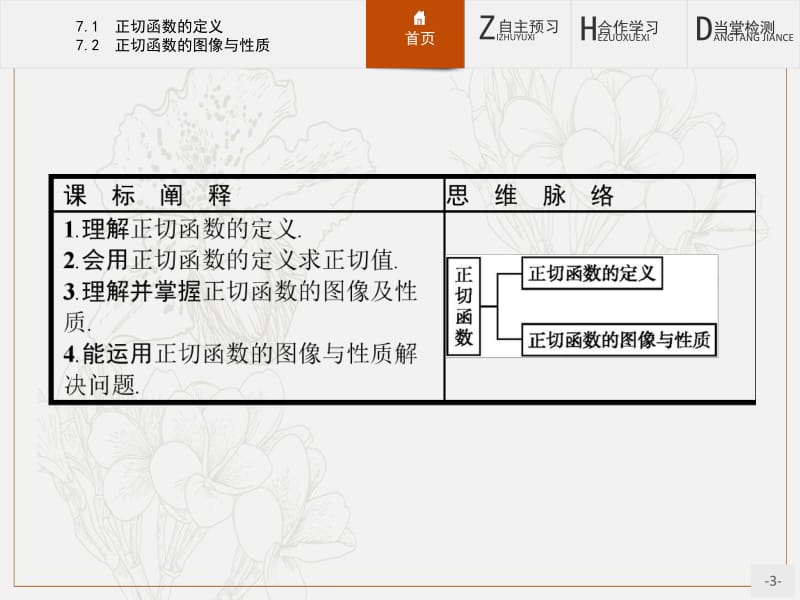 2019-2020学年高中数学北师大版必修4课件：1.7.1-1.7.2 正切函数的定义—正切函数的图像与性质 .pdf_第3页