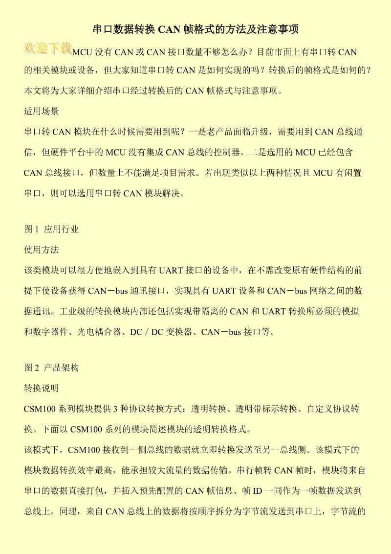 串口数据转换CAN帧格式的方法及注意事项.doc_第1页