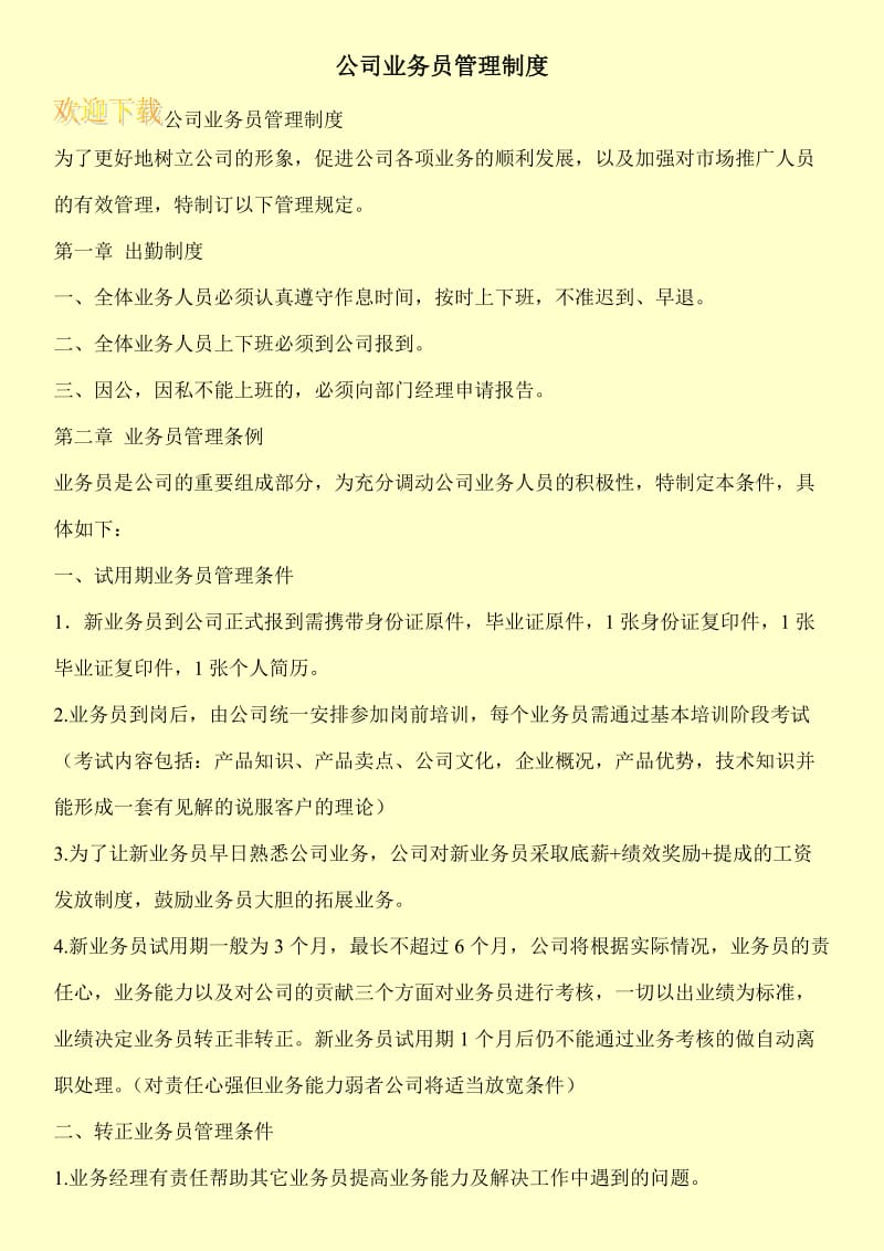 公司业务员管理制度.doc_第1页