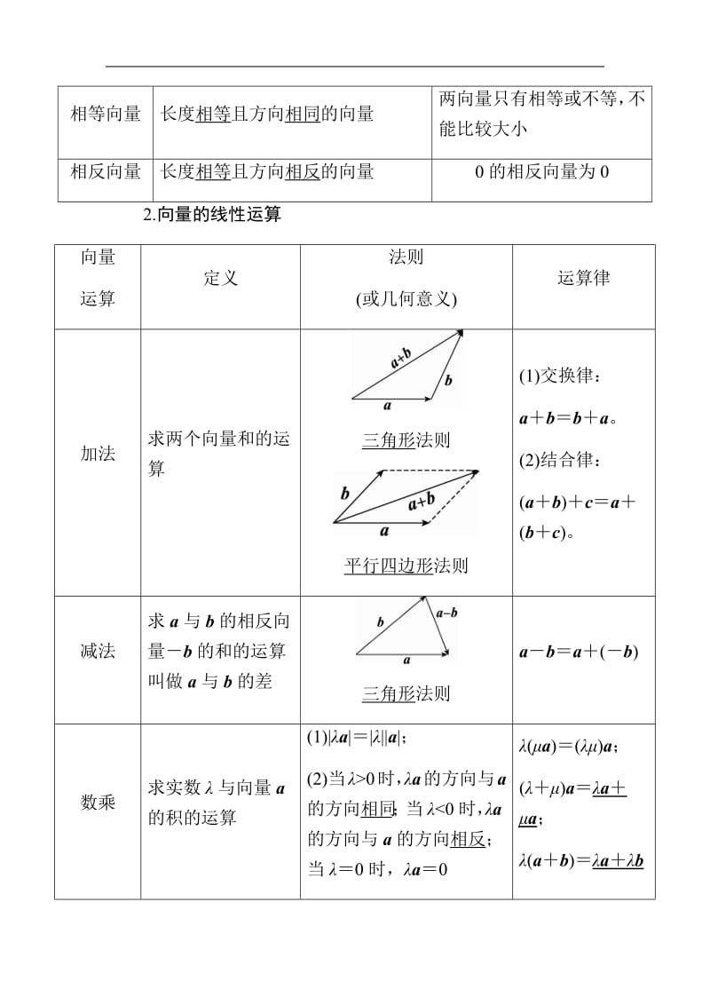 2020版高考人教A版文科数学一轮复习文档：第四章 第一节　平面向量的概念及其线性运算 Word版含答案.pdf_第2页