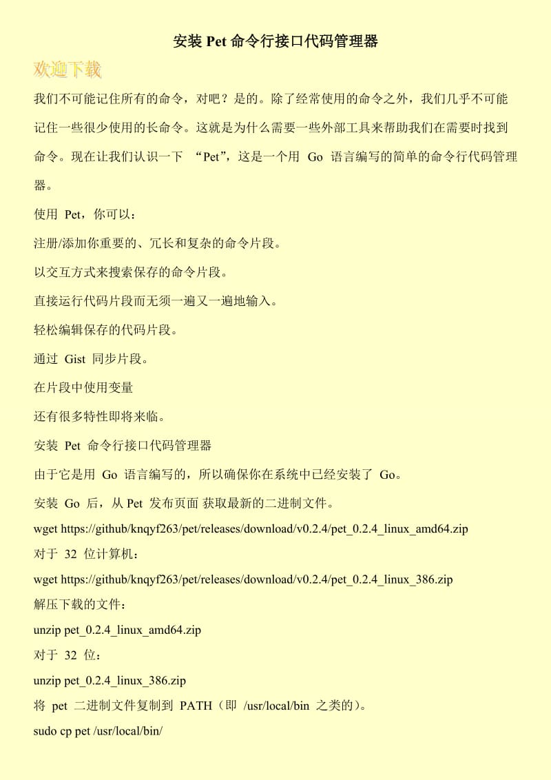 安装Pet命令行接口代码管理器.doc_第1页