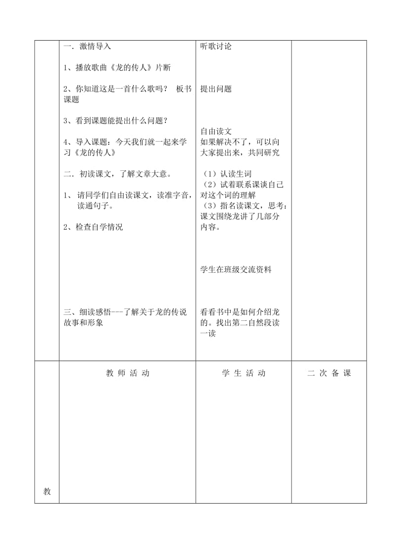 北师大版小学五年级下册语文表格式教案(最新).doc_第2页