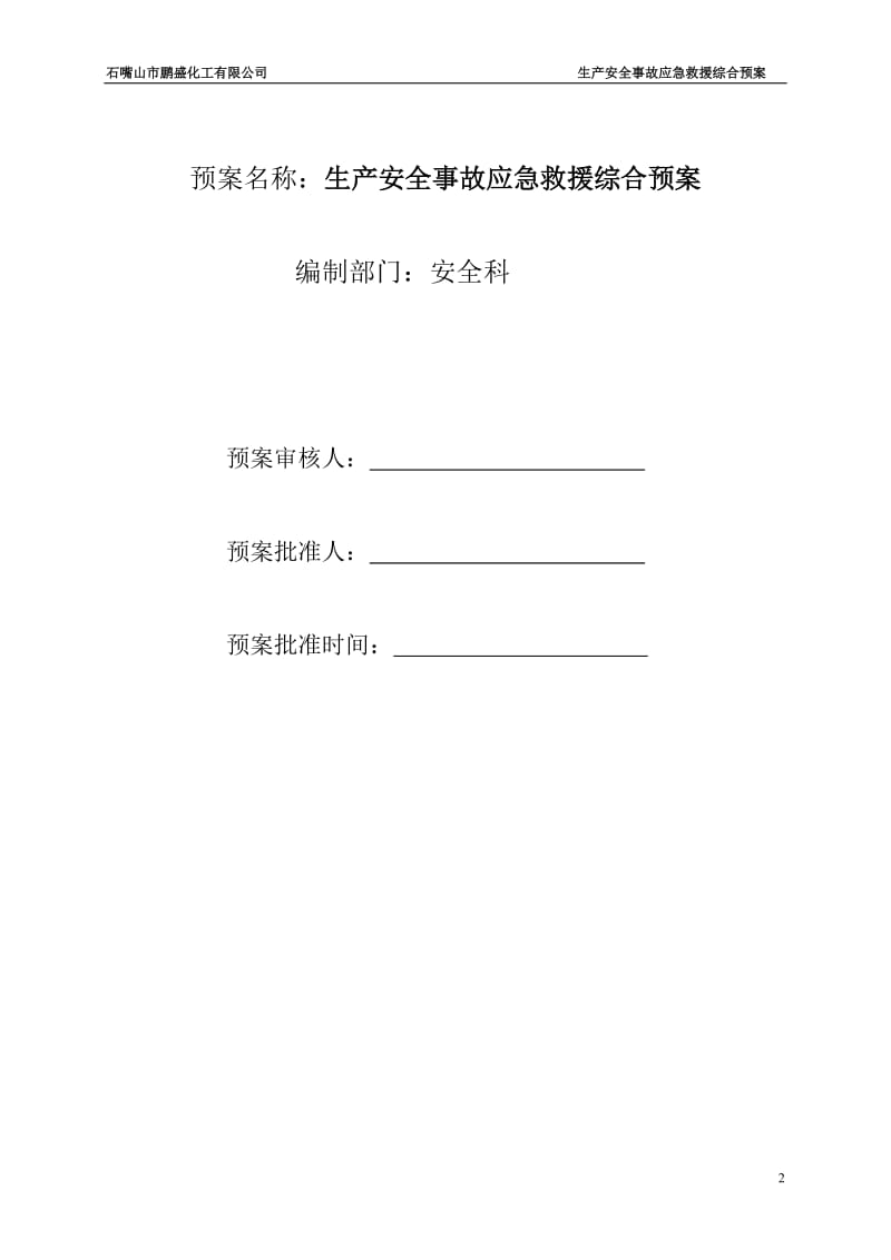 化工有限公司生产安全事故应急救援综合预案.doc_第2页