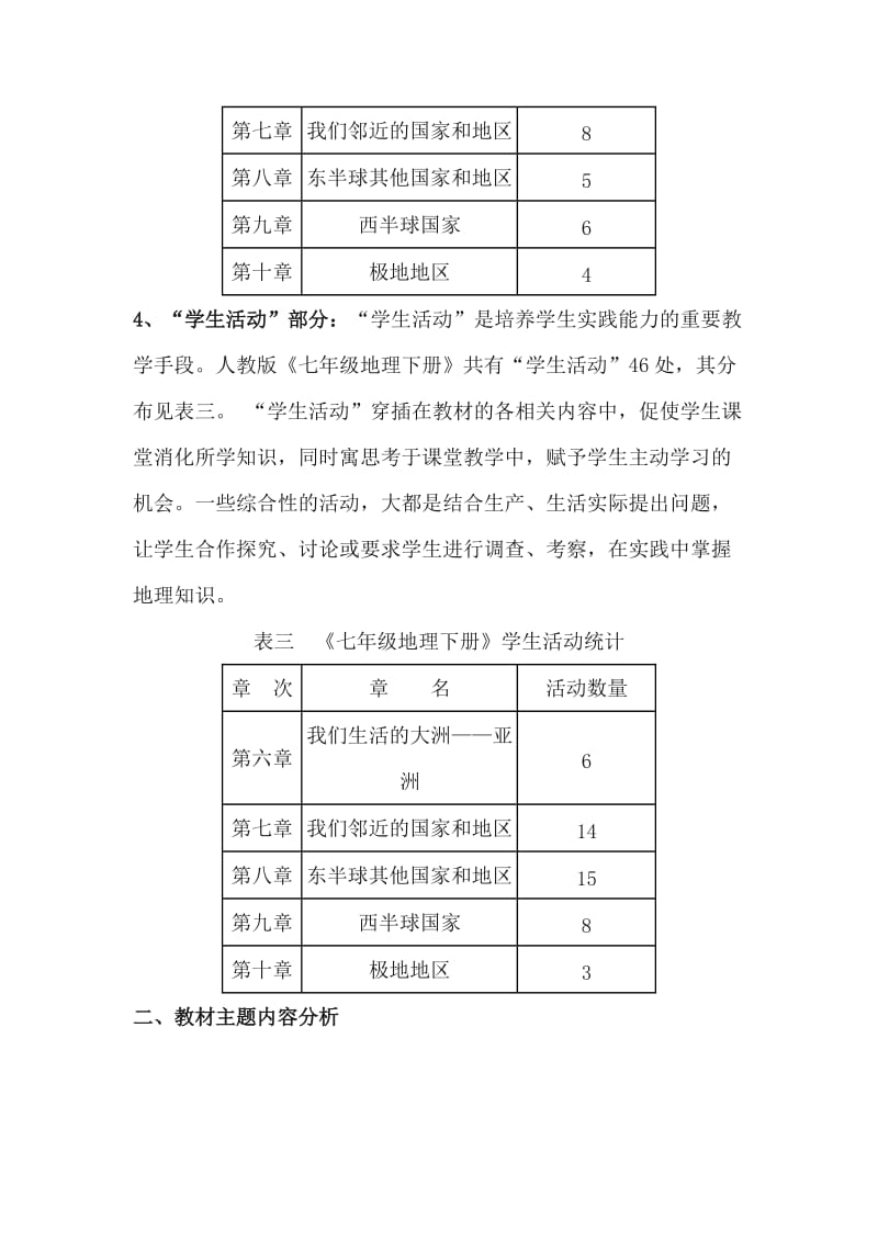 初中地理教师培训资料――新课标人教版初中七年级地理下册教材分析.doc_第3页