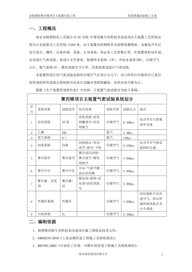 20万吨年聚丙烯专用料技术改造项目安装工程管道气密试验施工方案.doc_第3页