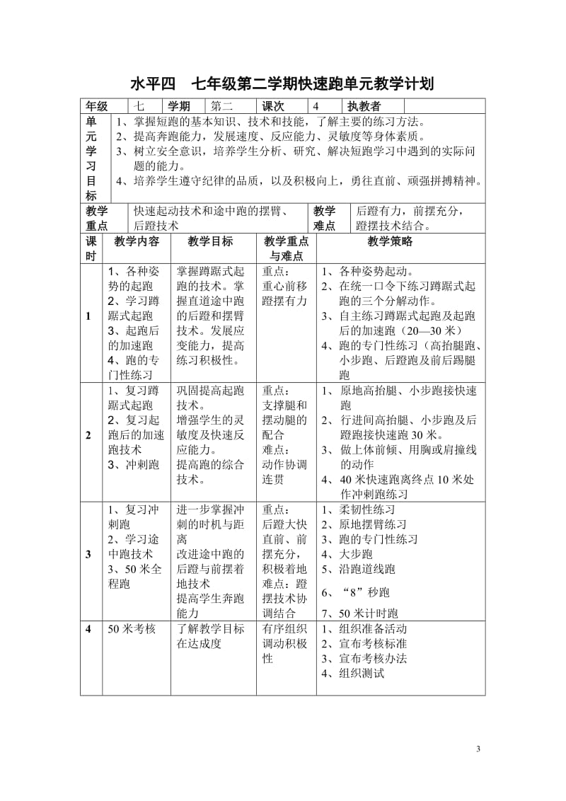 七年级第二学期体育课单元教学计划.doc_第3页