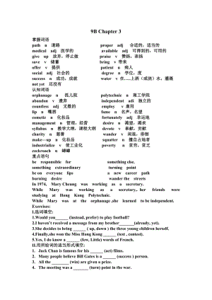 上海版牛津初中英语9B Chapter3-4试题.doc