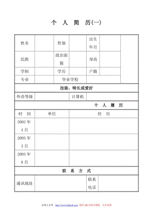 28套个人简历模板大集合.doc