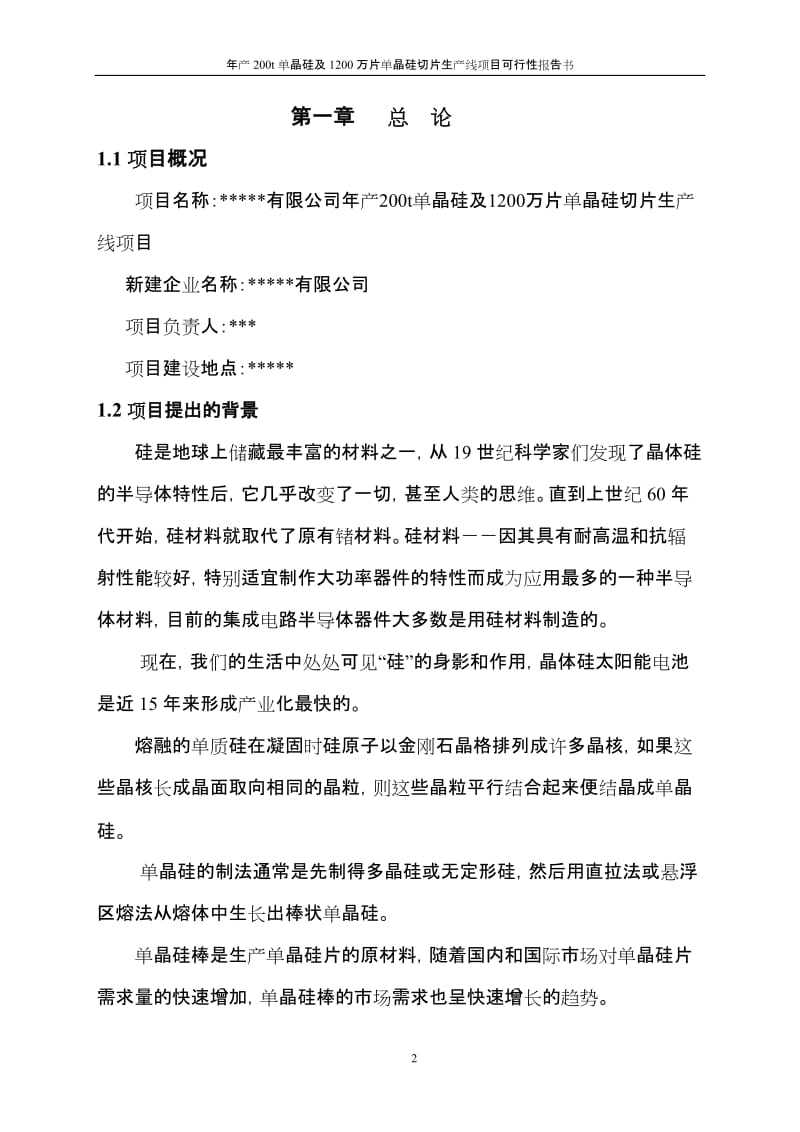 光伏单晶硅项目可行性报告书.doc_第3页