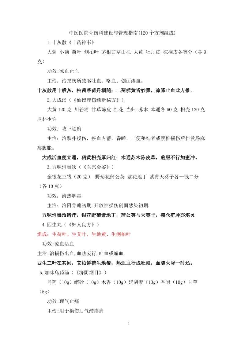 中医医院骨伤科建设与管理指南(120个方剂组成)含方歌.doc_第1页