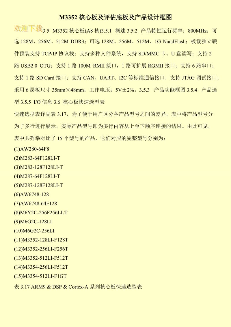 M3352核心板及评估底板及产品设计框图.doc_第1页