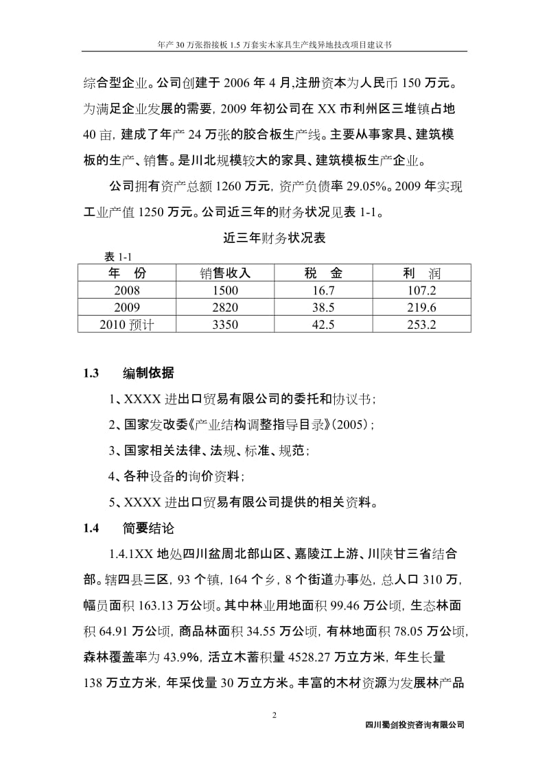 年产30万张指接板、1.5万套实木家具生产线异地技改项目建议书.doc_第2页