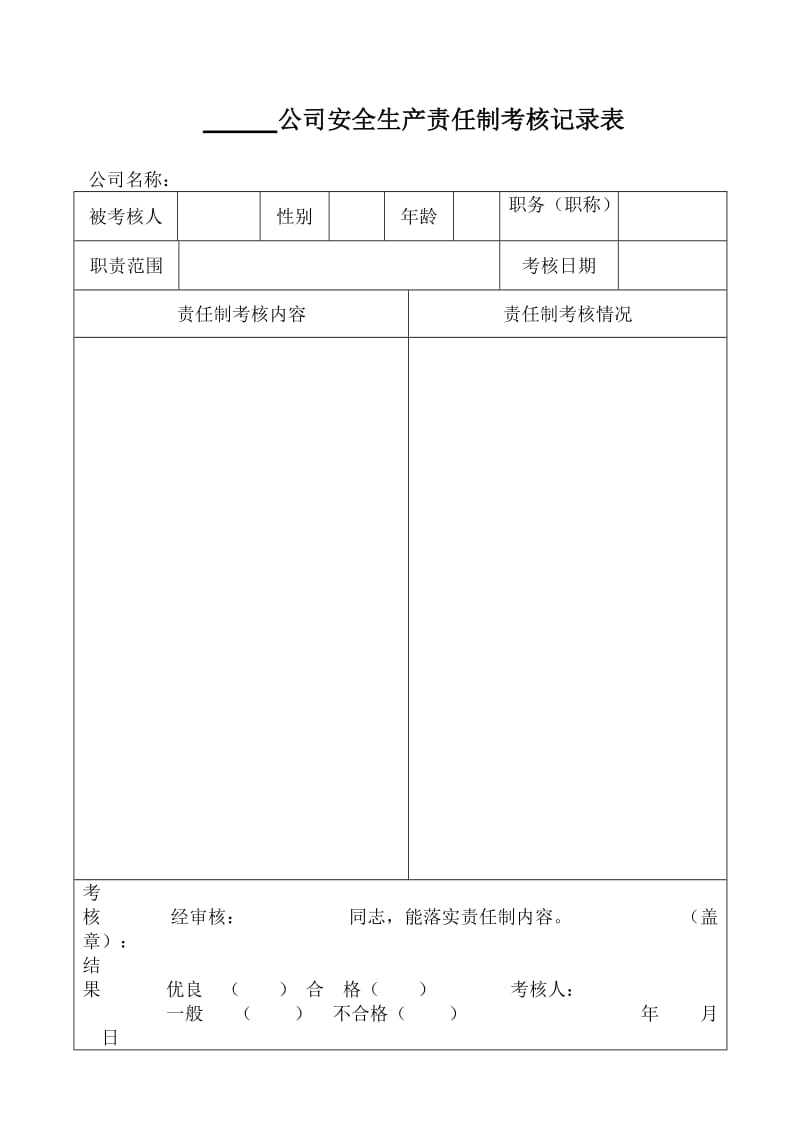 安全生产责任制考核记录表.doc_第1页