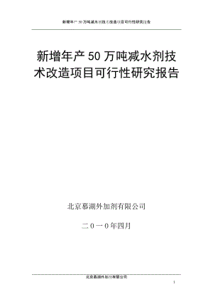 新增年产50万吨减水剂技术改造项目可行性研究报告.doc