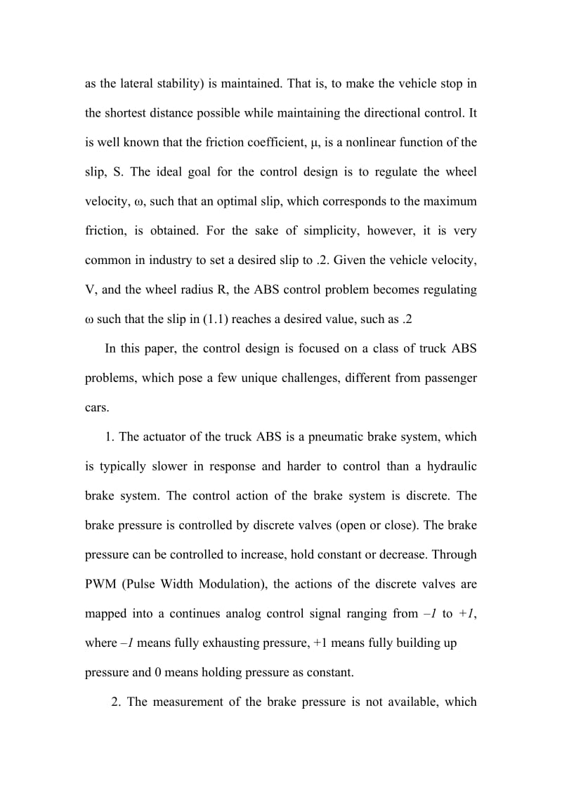 非线性PID控制在一系列卡车ABS问题中的应用中英文翻译资料.doc_第3页